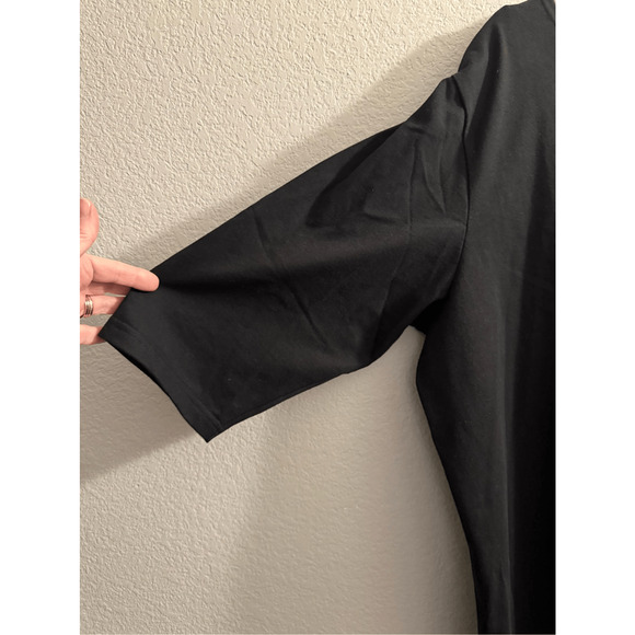 Vintage Karla Marie Applique Snowman Maxi Dress Black Slit Hem Size 2X - Picture 11 of 13